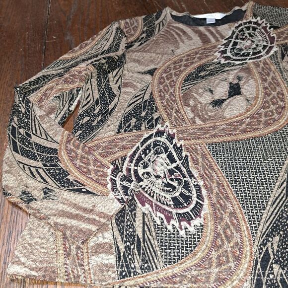 Large Conrad C Collection Long Sleeve Round Neck Textured Pullover Shirt Top - Picture 2 of 5